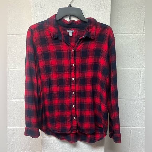 aerie Tops - Aerie Red and Navy Plaid Shirt